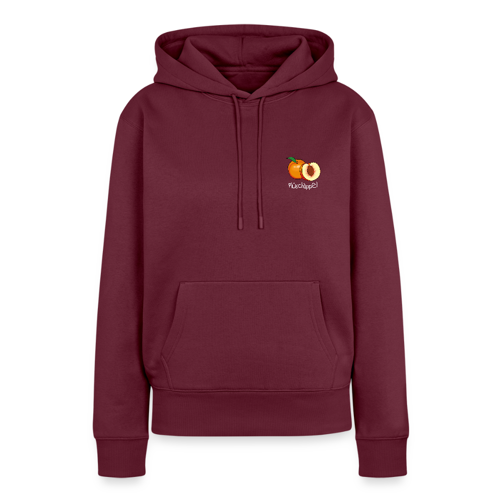 Damen Premium Hoodie - Plüschappel (weiß) - Burgunderrot