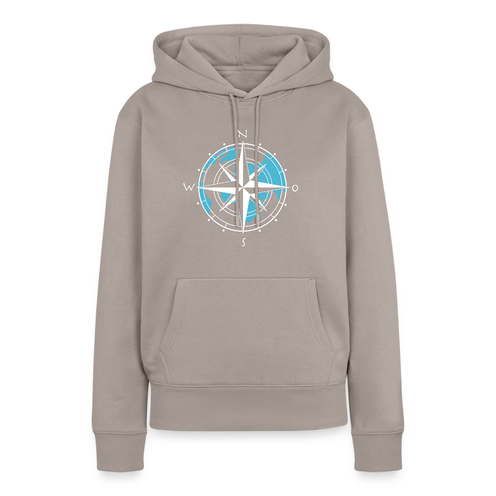 Damen Premium Hoodie - Kompass (weiss) - Taupe