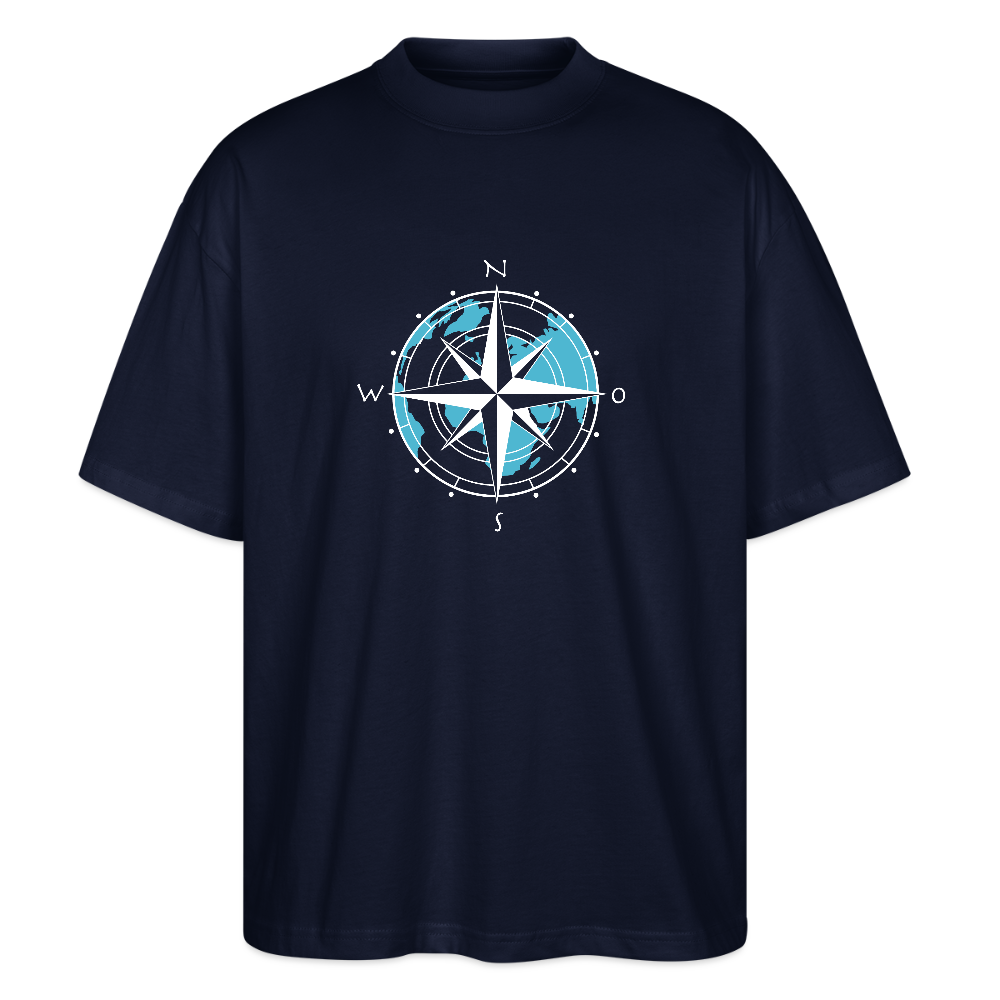 Unisex Oversize Bio-T-Shirt - Kompass (weiss) - Navy