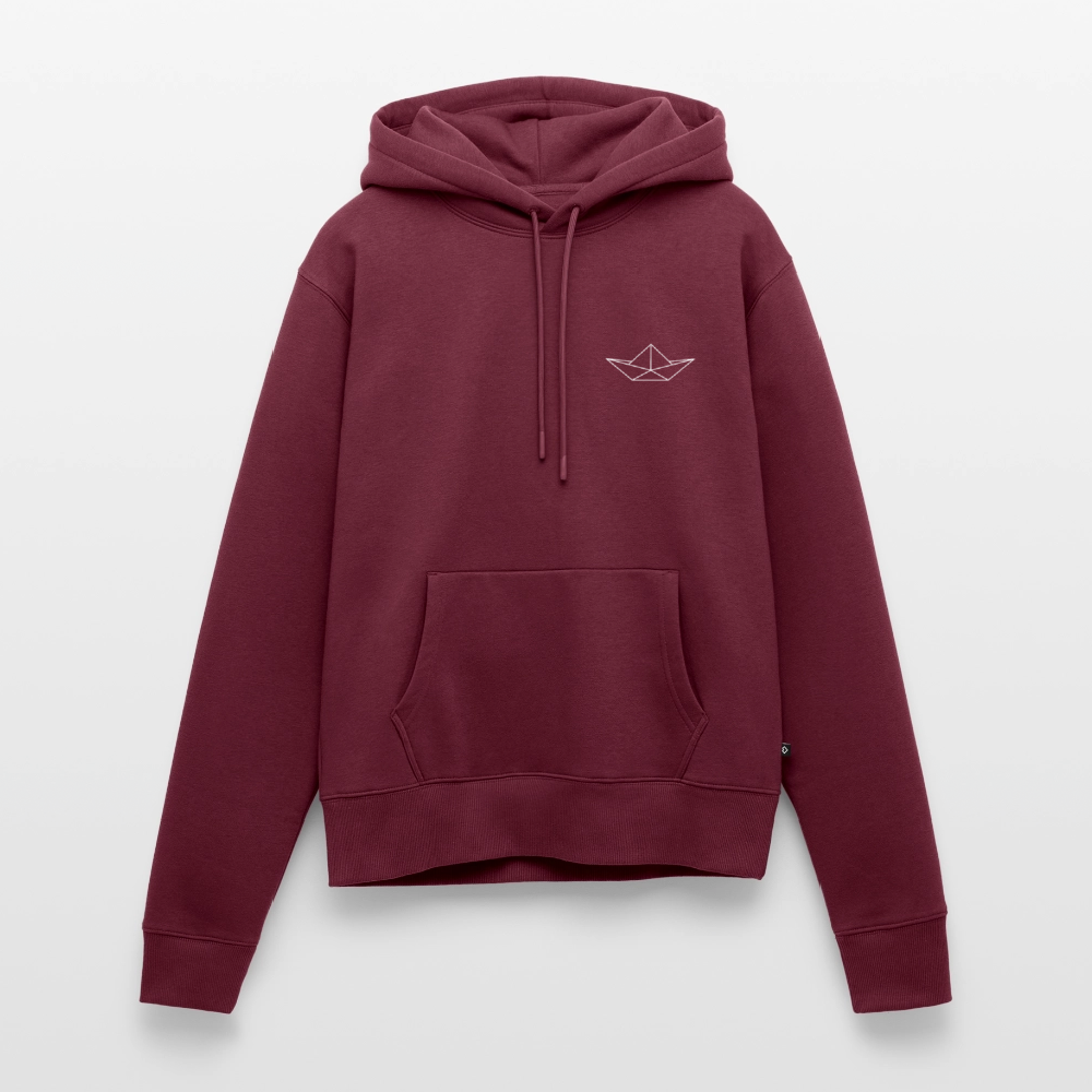 Damen Premium Hoodie - Origami Boot (weiss) - Burgunderrot