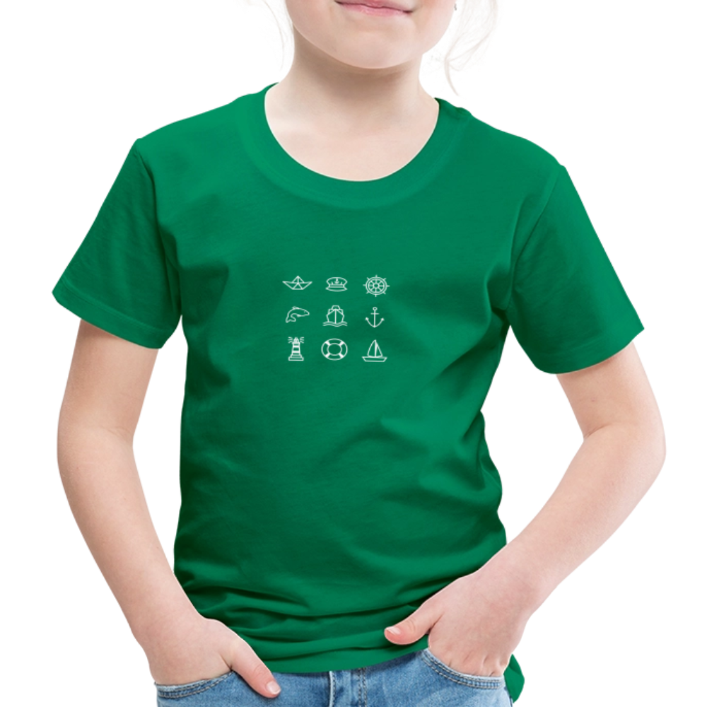 Kinder Premium T-Shirt - Nautik Doodles (weiss) - Kelly Green