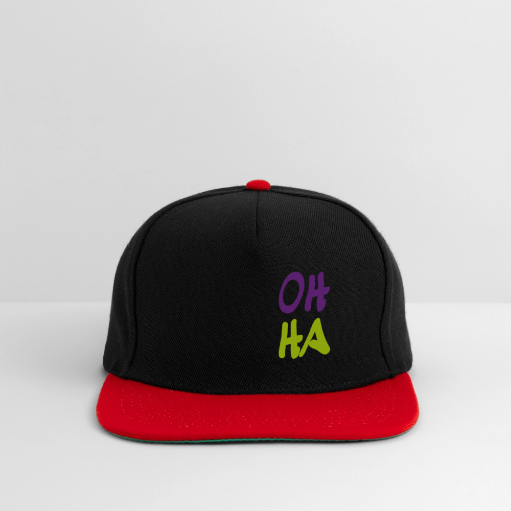 Snapback Cap - Oh ha - Schwarz/Rot