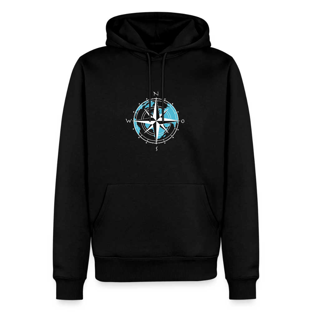 Herren Premium Hoodie - Kompass (weiss) - Schwarz