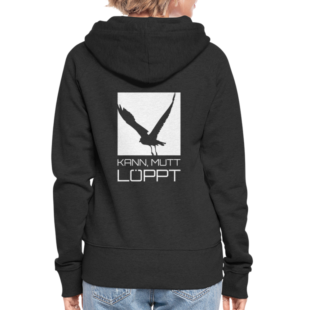 Frauen Premium Kapuzenjacke - kann, mutt, löppt - Schwarz