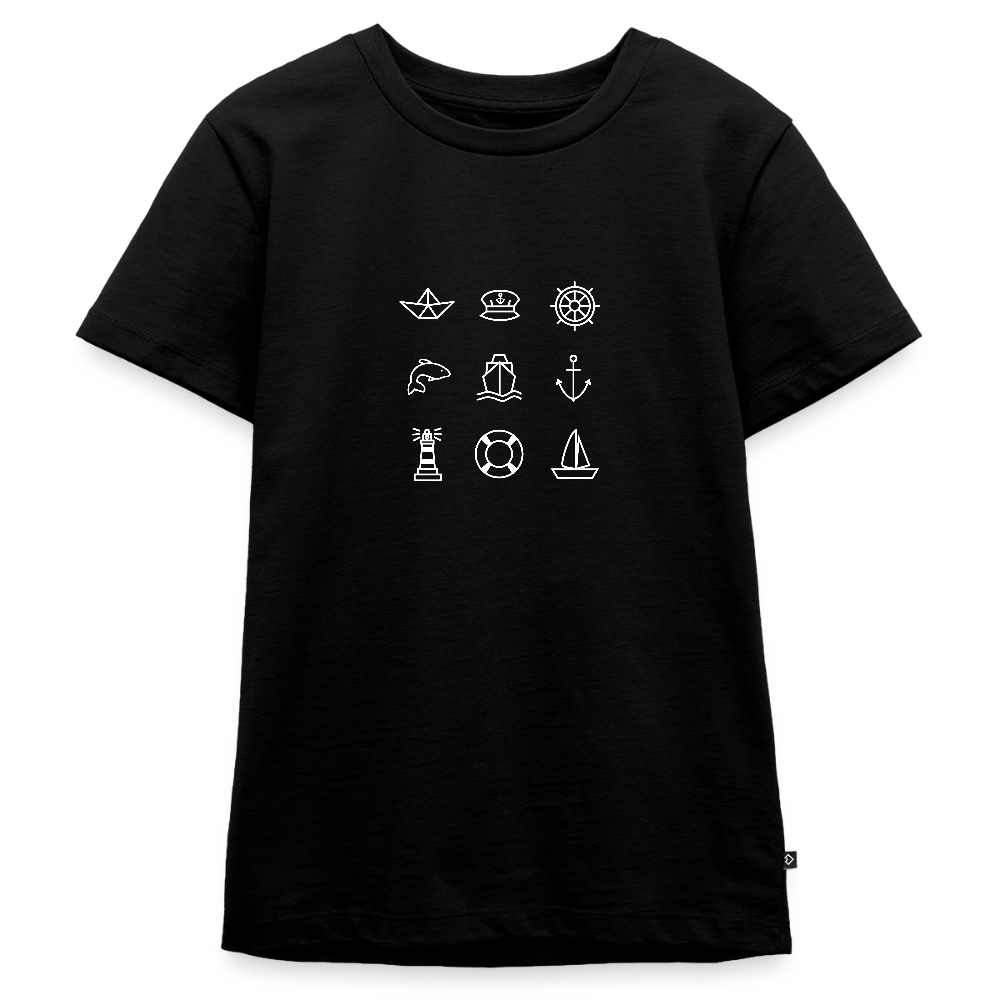 Teenager Premium T-Shirt - Nautik Doodles (weiss) - Schwarz