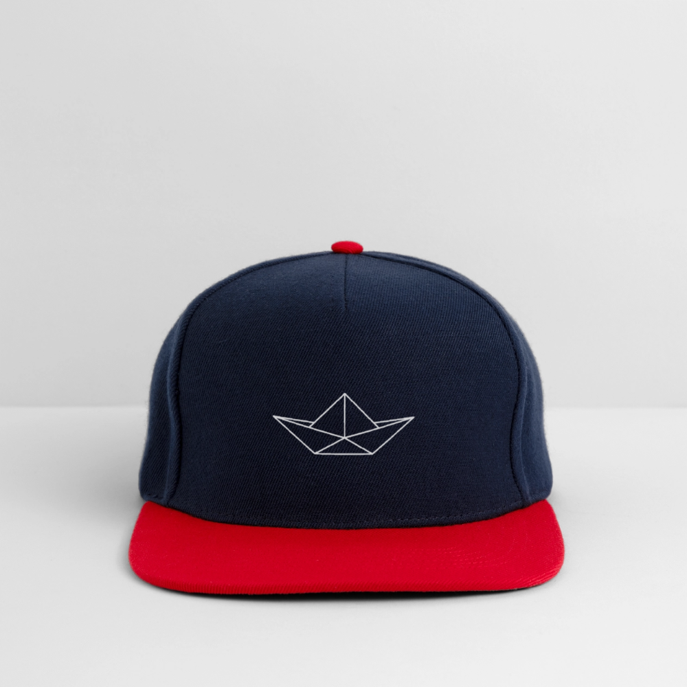 Snapback Cap - Origami Boot (weiss) - Navy/Rot
