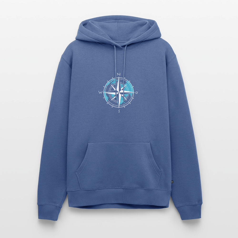 Herren Premium Hoodie - Kompass (weiss) - Taubenblau