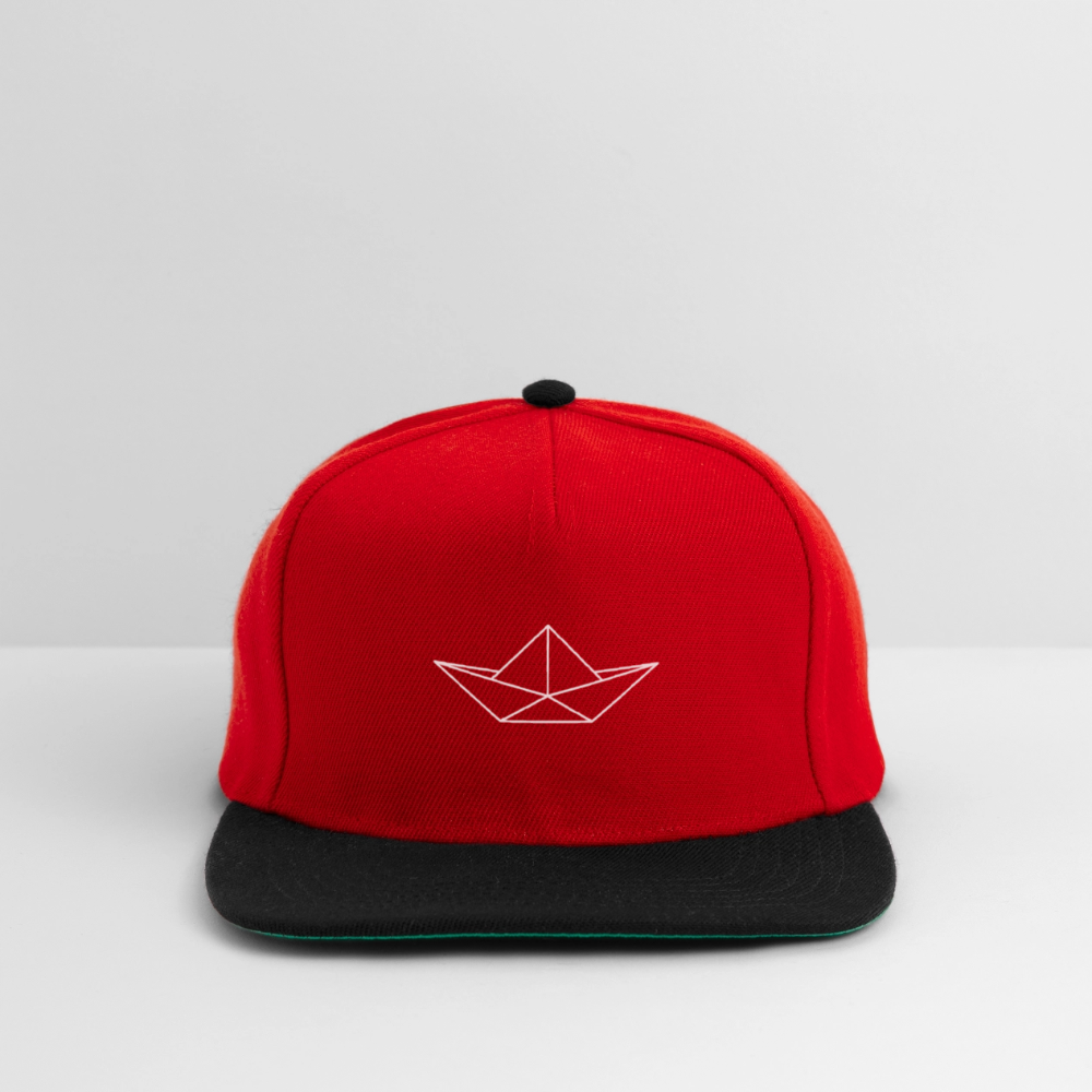 Snapback Cap - Origami Boot (weiss) - Rot/Schwarz
