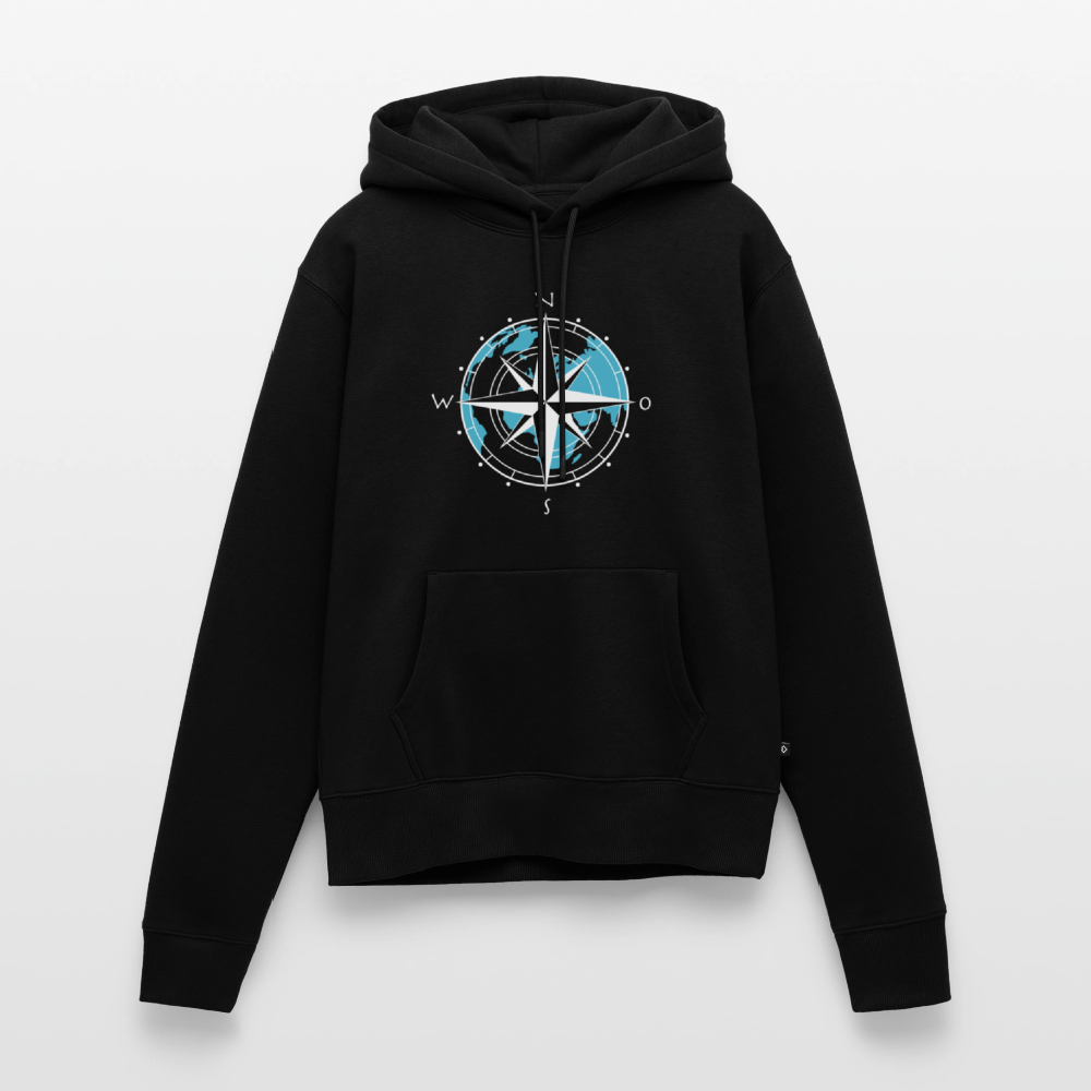 Damen Premium Hoodie - Kompass (weiss) - Schwarz
