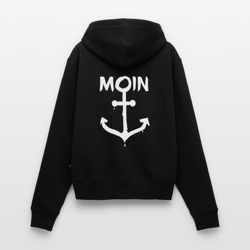Frauen Premium Kapuzenjacke - Moin Anker (weiss) - Schwarz