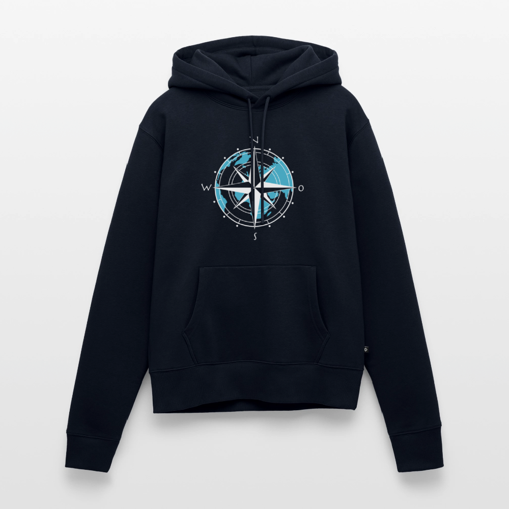 Damen Premium Hoodie - Kompass (weiss) - Navy