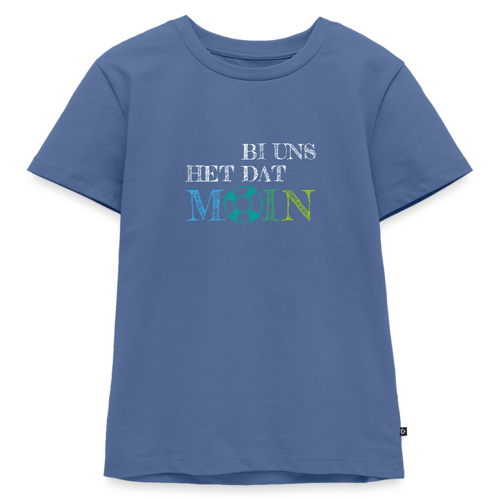 Kinder Premium T-Shirt - Bi uns het dat Moin (weiss) - Taubenblau