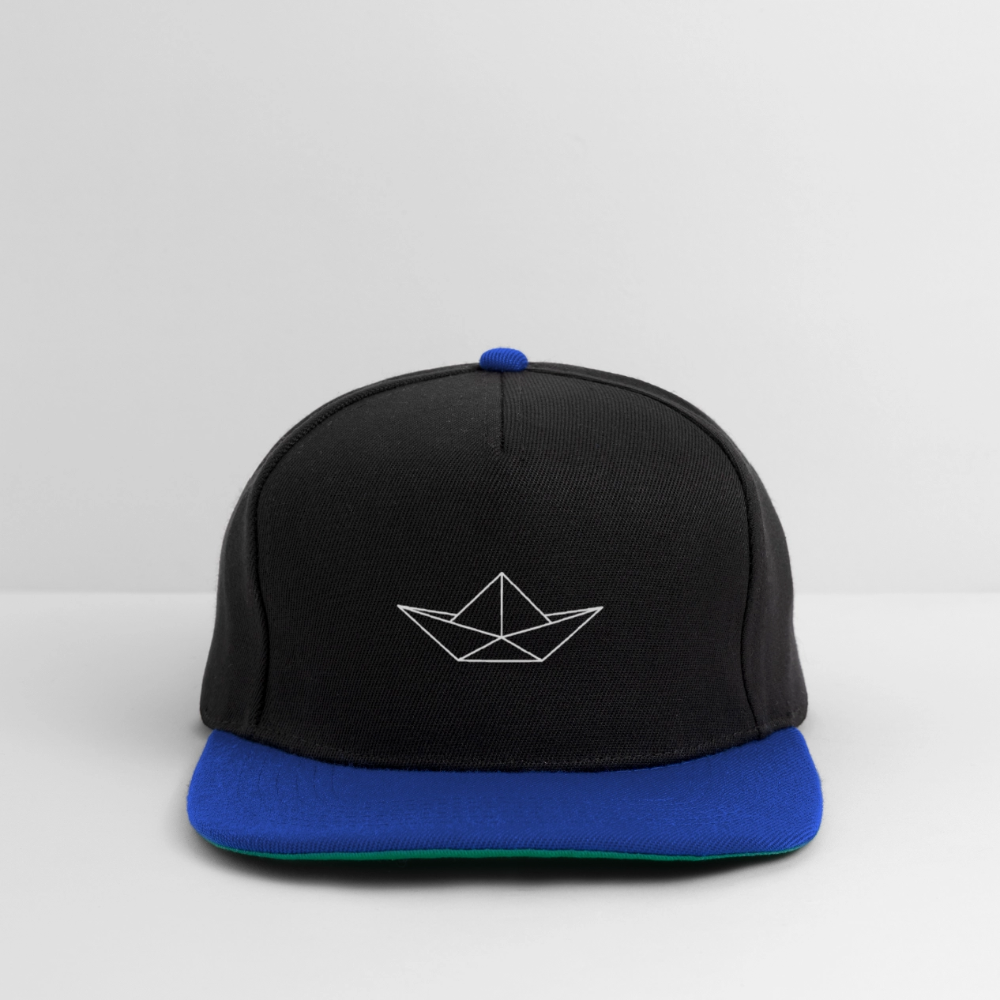 Snapback Cap - Origami Boot (weiss) - Schwarz/Königsblau