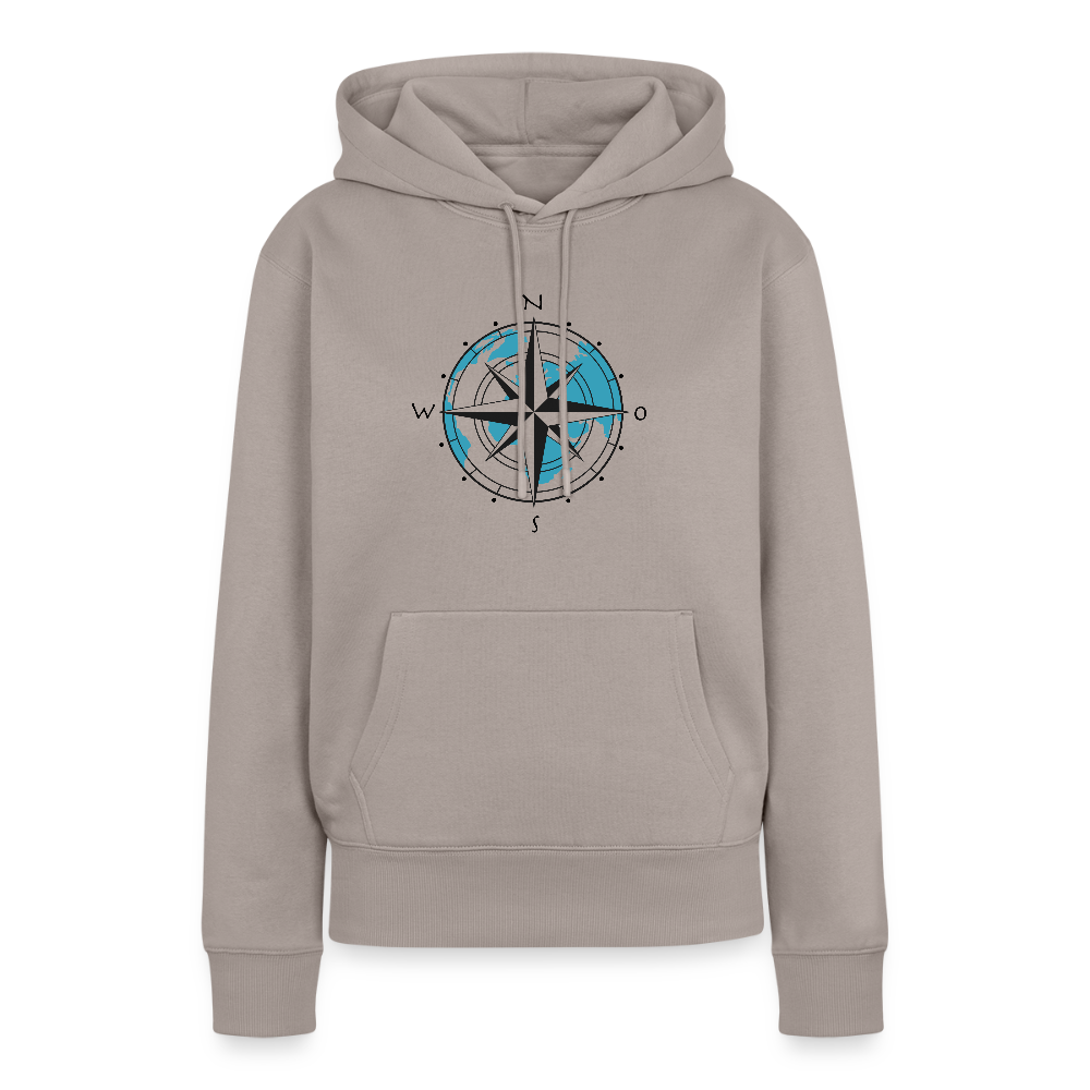 Damen Premium Hoodie - Kompass - Taupe