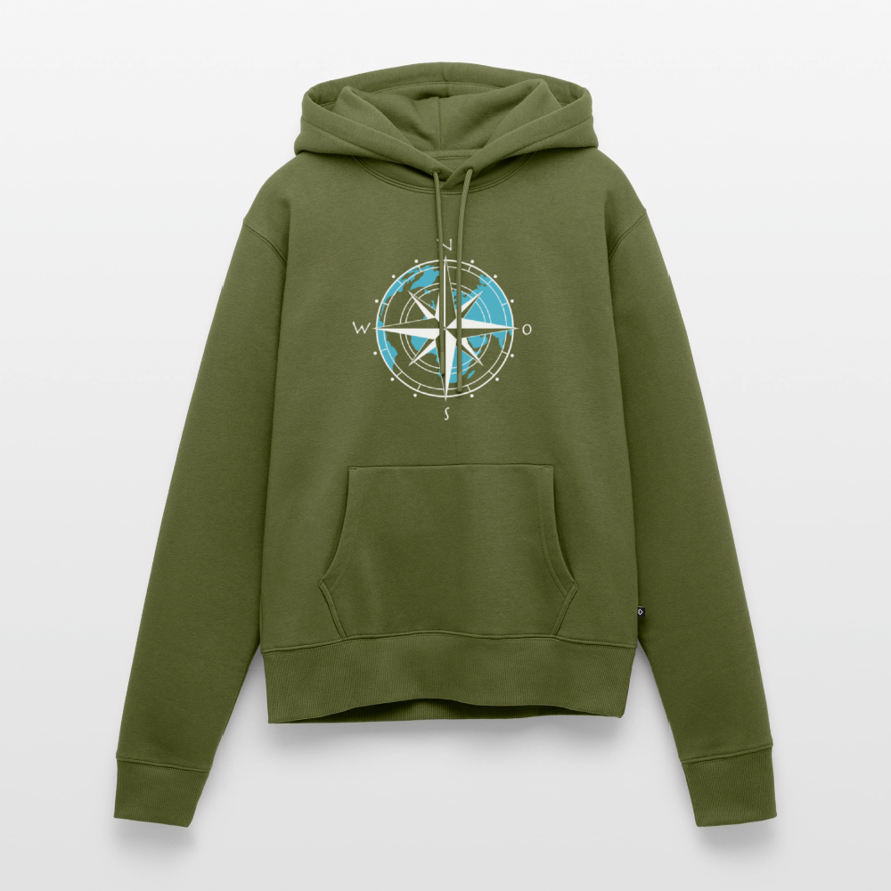 Damen Premium Hoodie - Kompass (weiss) - Khaki