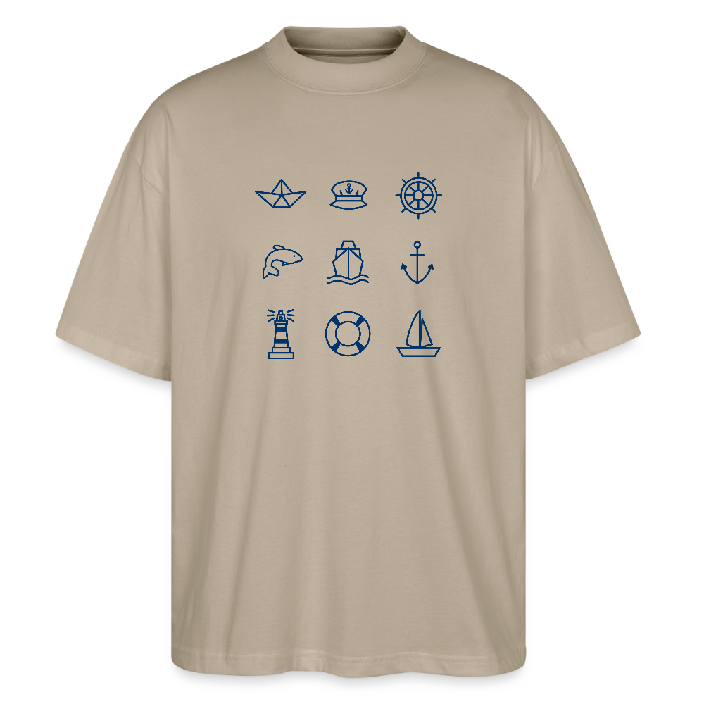 Unisex Oversize Bio-T-Shirt - Nautik Doodles - Steingrau