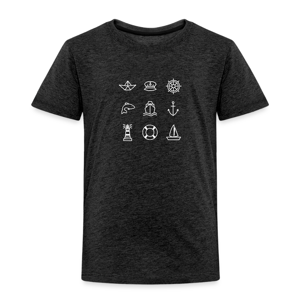 Kinder Premium T-Shirt - Nautik Doodles (weiss) - Anthrazit