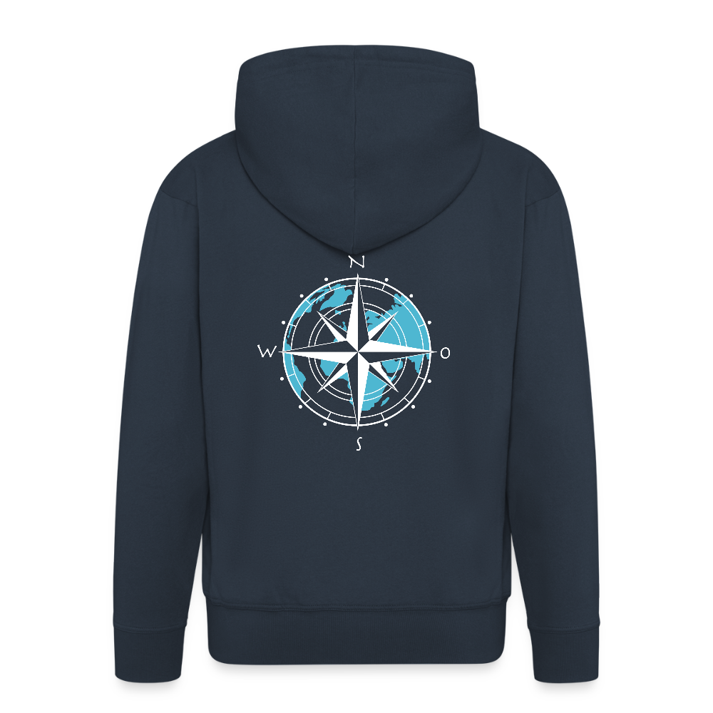 Herren Premium Kapuzenjacke - Kompass (weiss) - Navy
