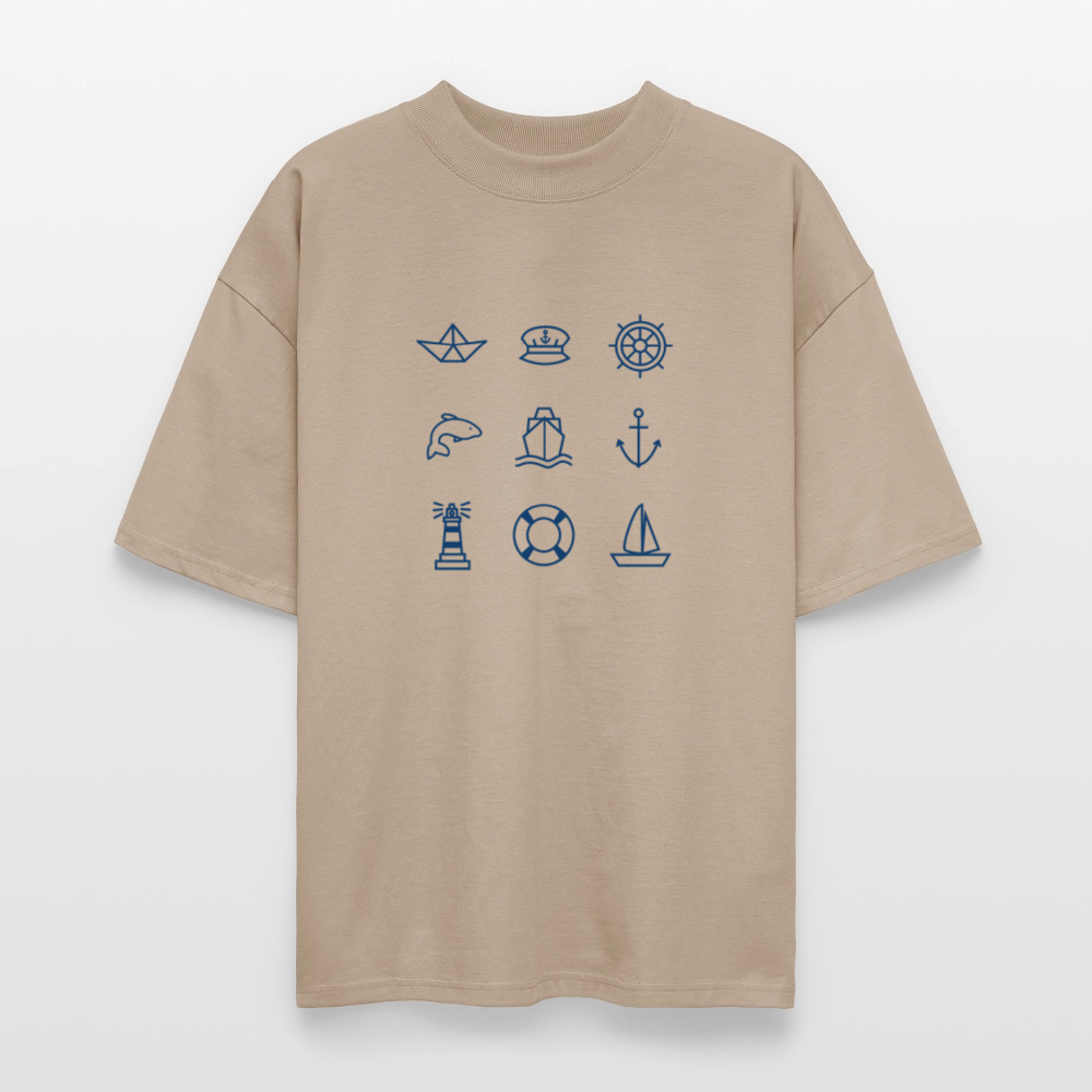 Unisex Oversize Bio-T-Shirt - Nautik Doodles - Steingrau