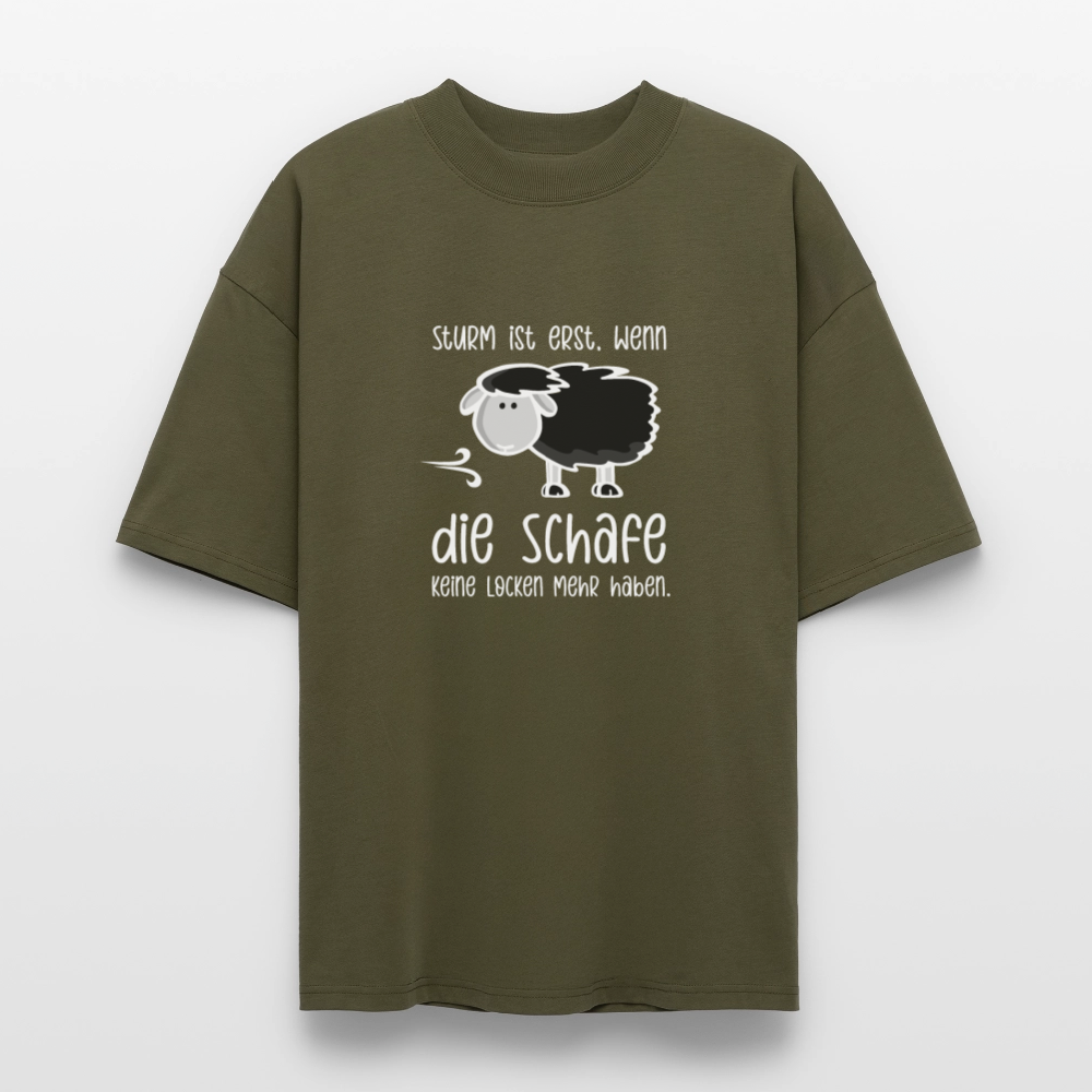 Unisex Oversize Bio-T-Shirt - Schaf (weiss) - Khaki