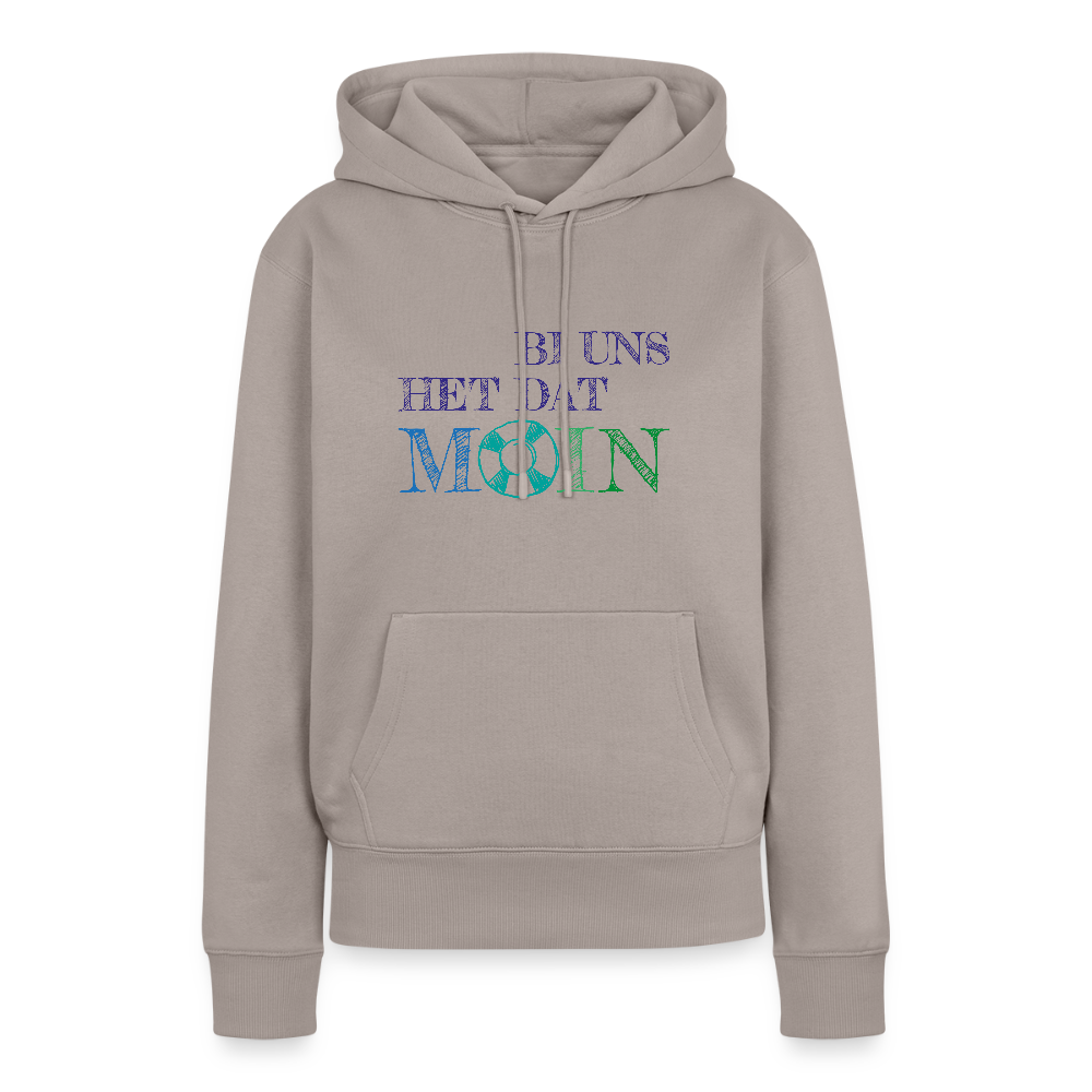 Damen Premium Hoodie - Bi uns het dat Moin - Taupe