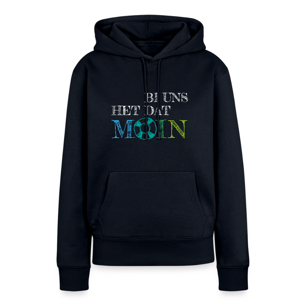 Damen Premium Hoodie - Bi uns het dat Moin (weiss) - Navy