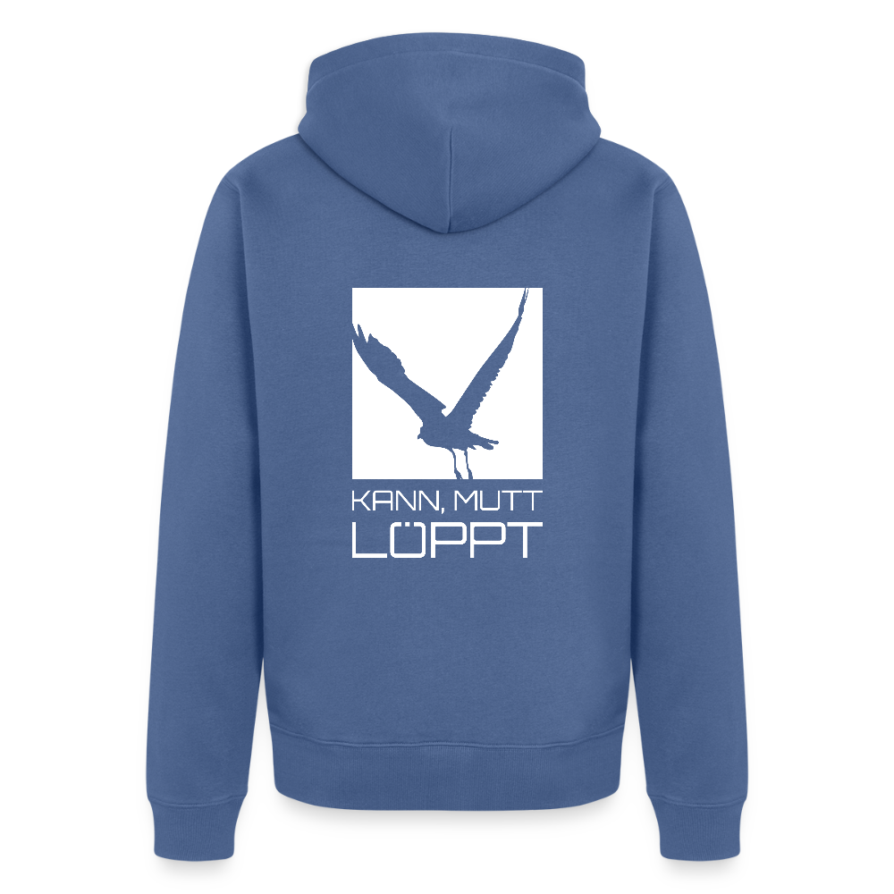 Herren Premium Kapuzenjacke - kann, mutt, löppt - Taubenblau