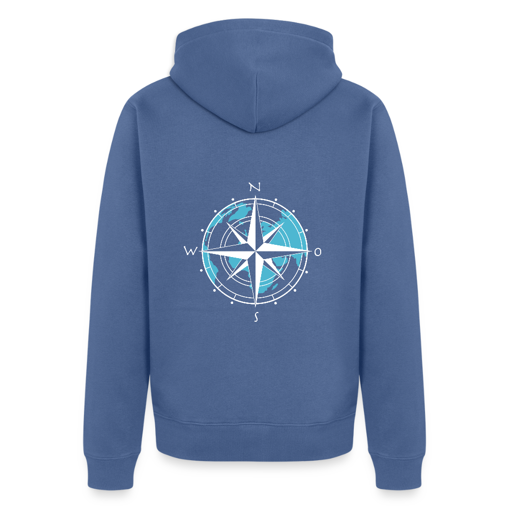 Herren Premium Kapuzenjacke - Kompass (weiss) - Taubenblau