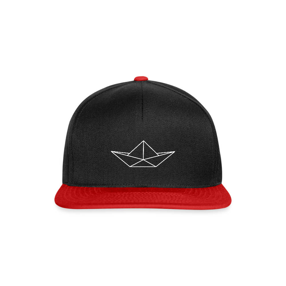 Snapback Cap - Origami Boot (weiss) - Schwarz/Rot