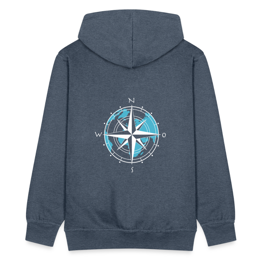 Herren Premium Kapuzenjacke - Kompass (weiss) - Jeansblau
