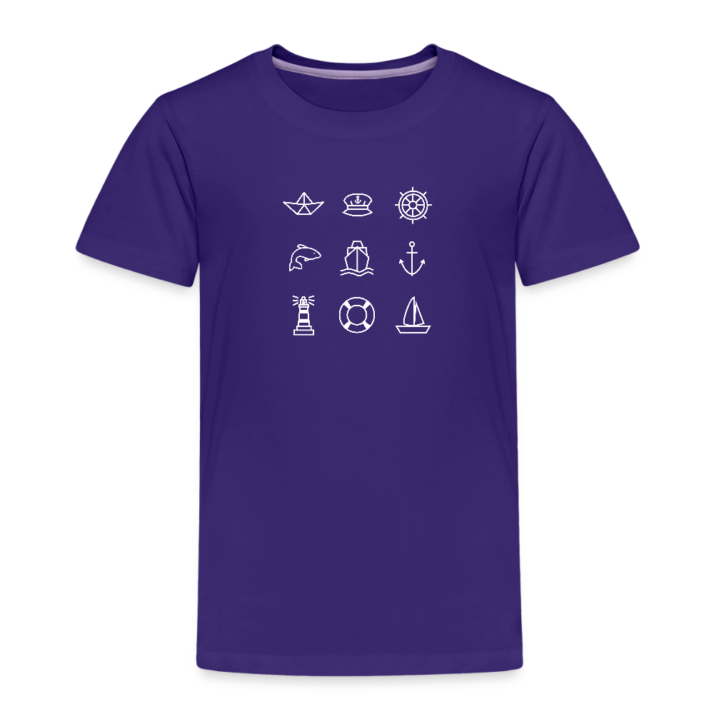 Kinder Premium T-Shirt - Nautik Doodles (weiss) - Lila