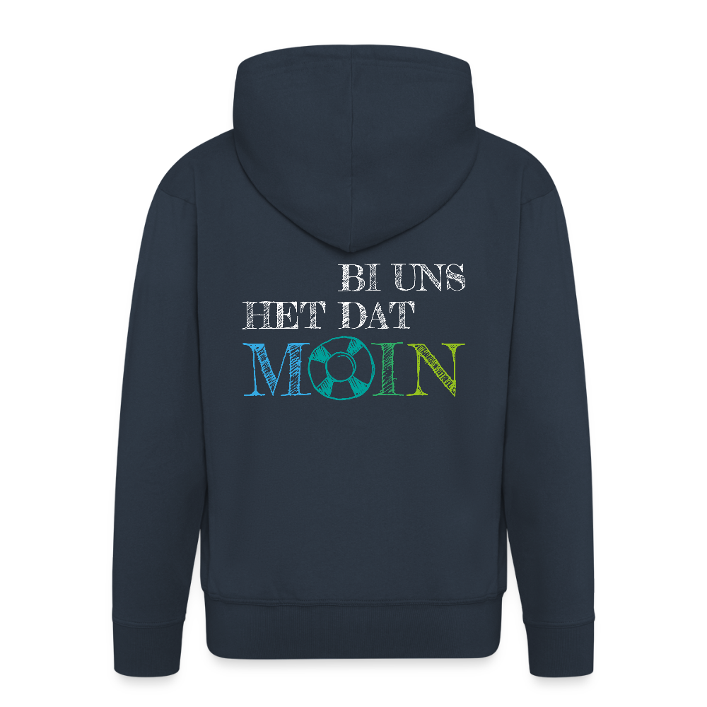Herren Premium Kapuzenjacke - Bi uns het dat Moin (weiss) - Navy