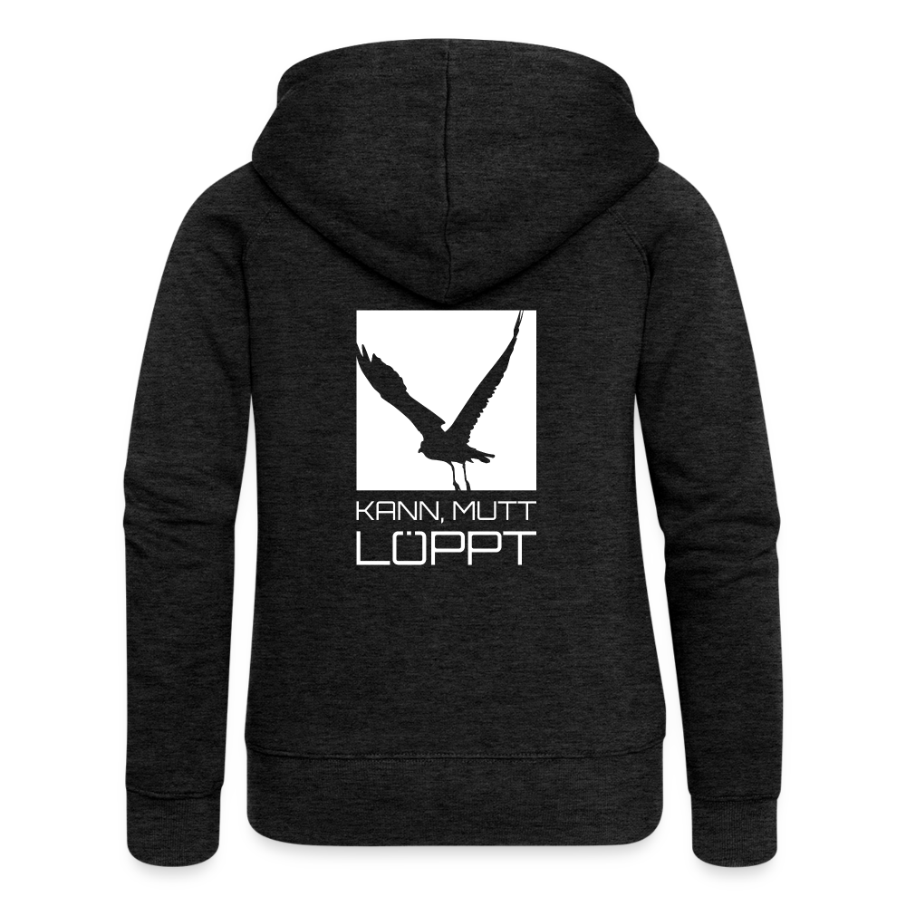 Frauen Premium Kapuzenjacke - kann, mutt, löppt - Anthrazit