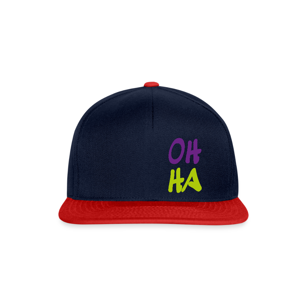 Snapback Cap - Oh ha - Navy/Rot