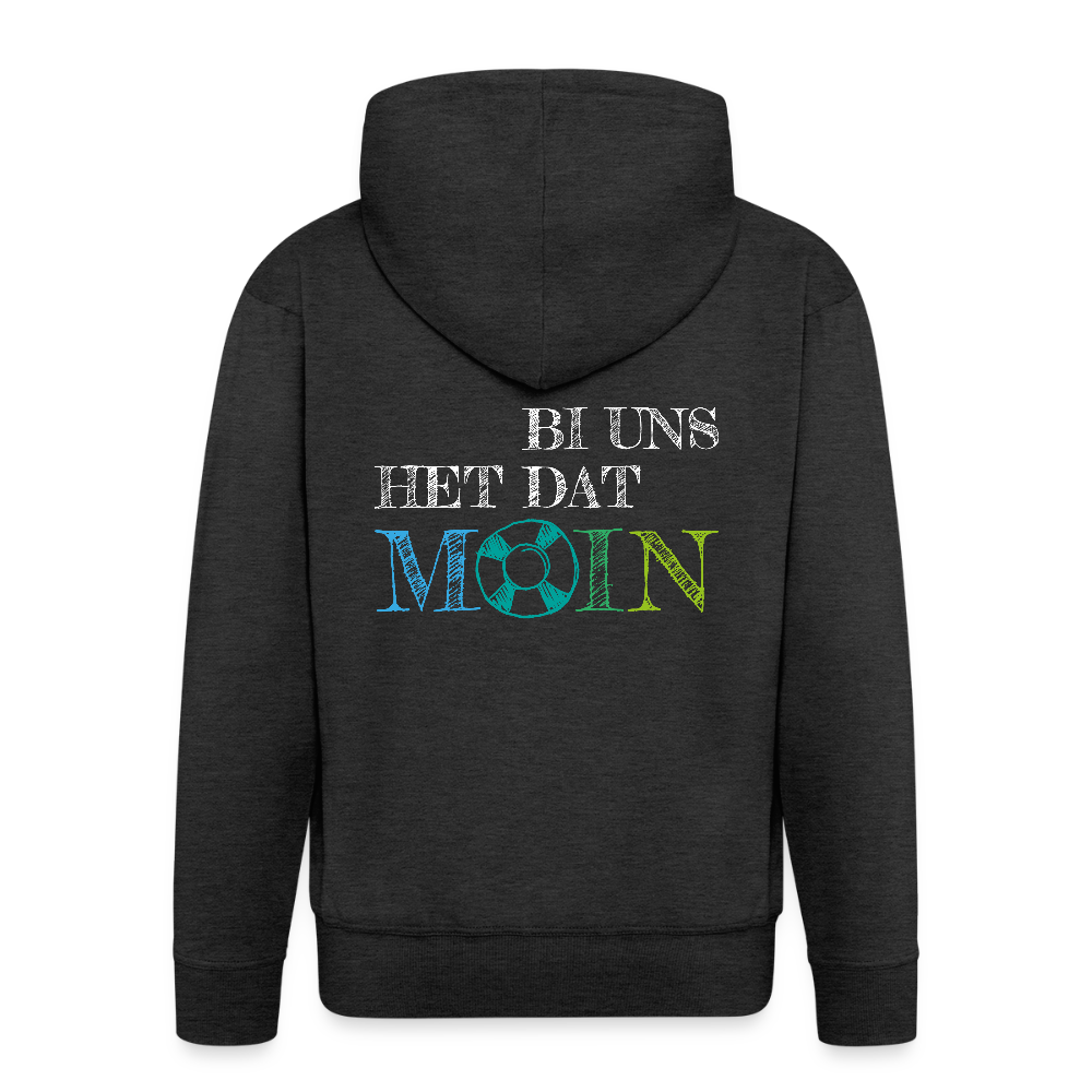 Herren Premium Kapuzenjacke - Bi uns het dat Moin (weiss) - Anthrazit