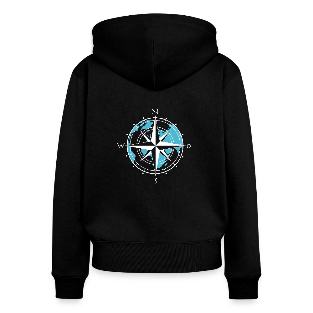 Frauen Premium Kapuzenjacke - Kompass (weiss) - Schwarz