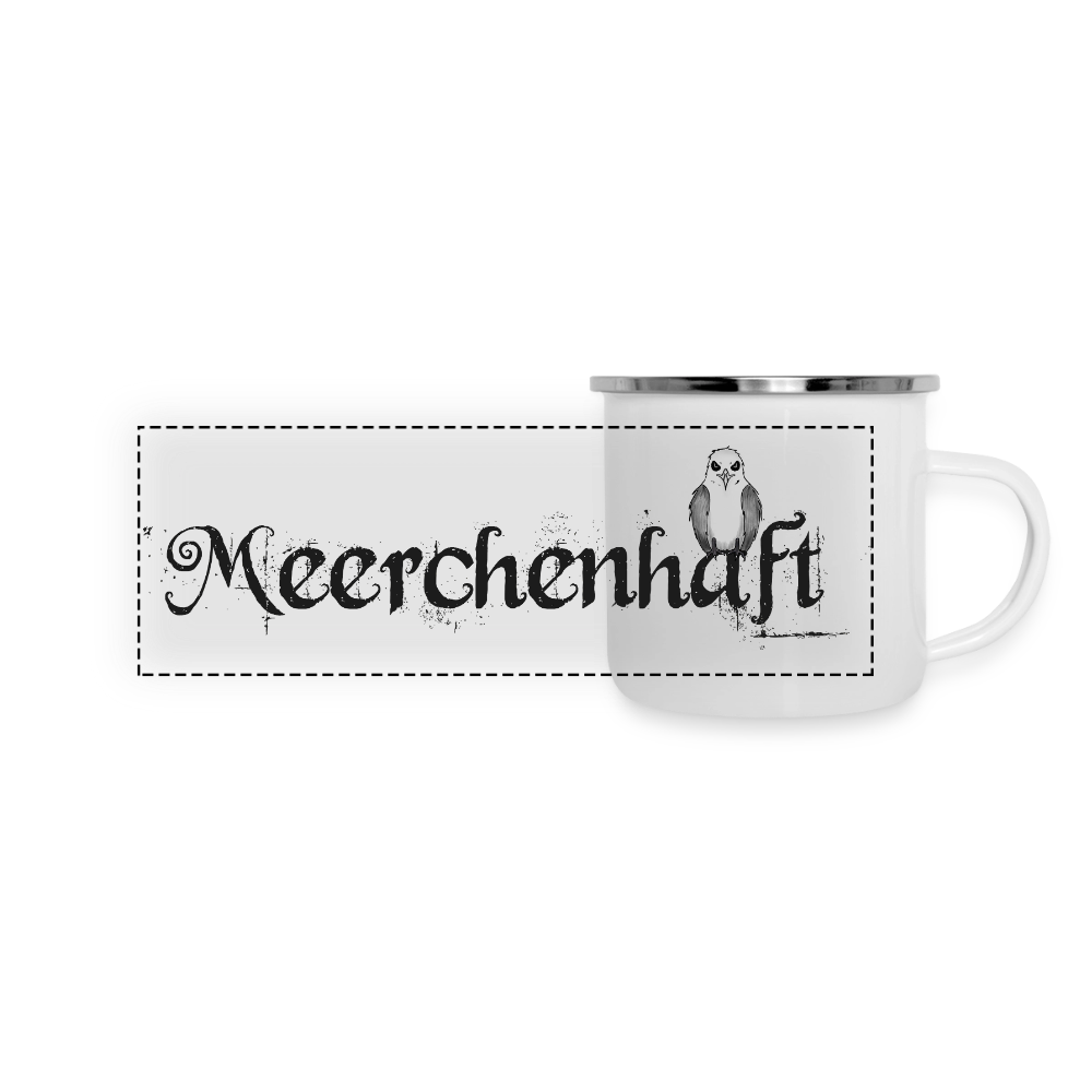 Meerchenhaft Emaille-Tasse mit norischen Panorama Motiv - Weiß