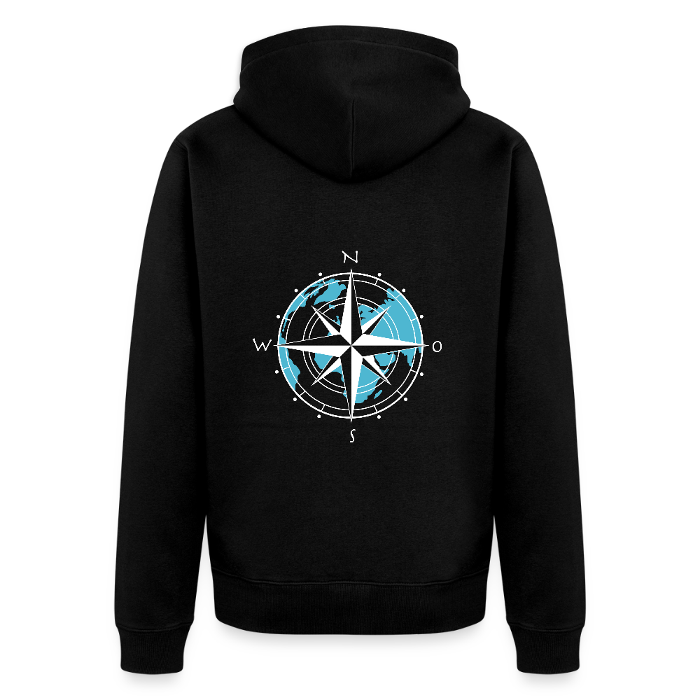 Herren Premium Kapuzenjacke - Kompass (weiss) - Schwarz
