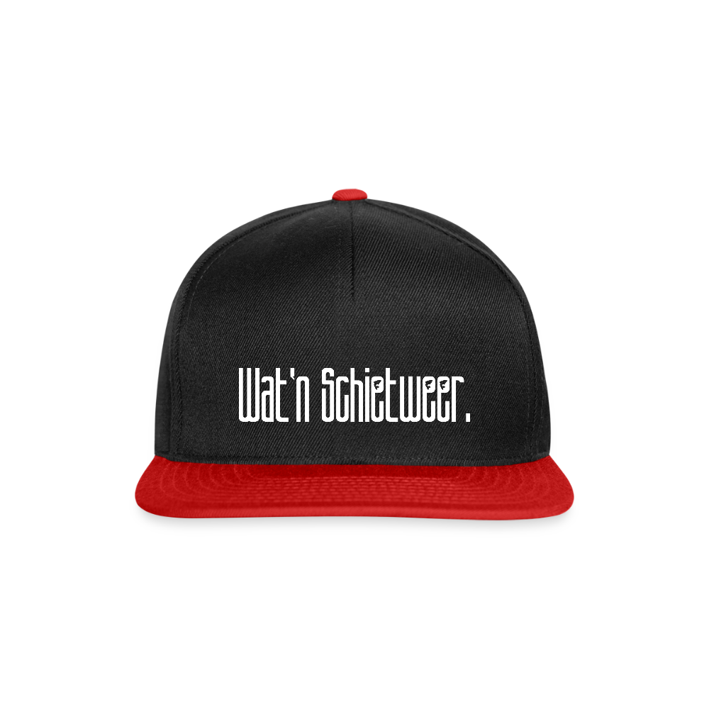 Snapback Cap - wat'n Schietweer (weiss) - Schwarz/Rot