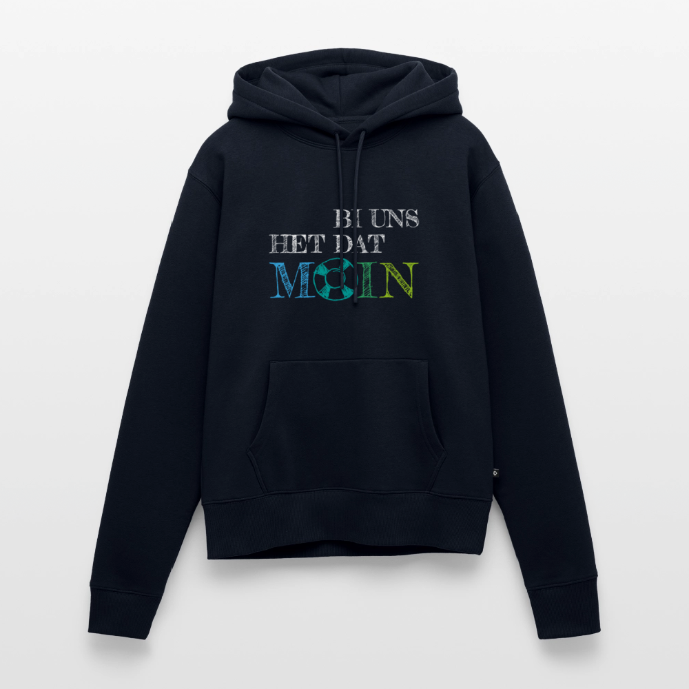 Damen Premium Hoodie - Bi uns het dat Moin (weiss) - Navy