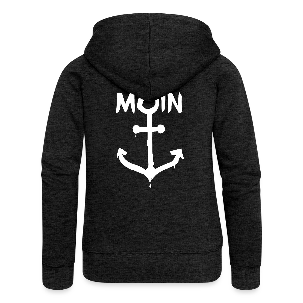 Frauen Premium Kapuzenjacke - Moin Anker (weiss) - Anthrazit