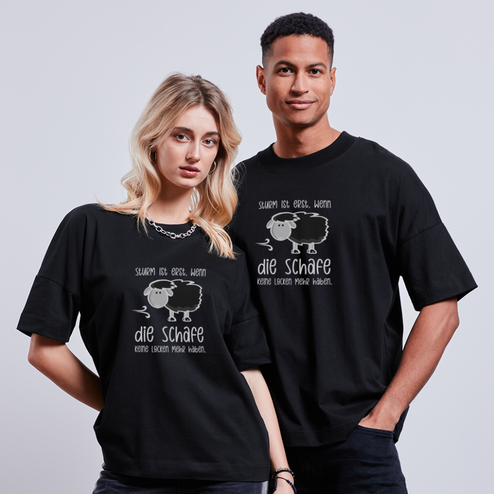 Unisex Oversize Bio-T-Shirt - Schaf (weiss) - Schwarz