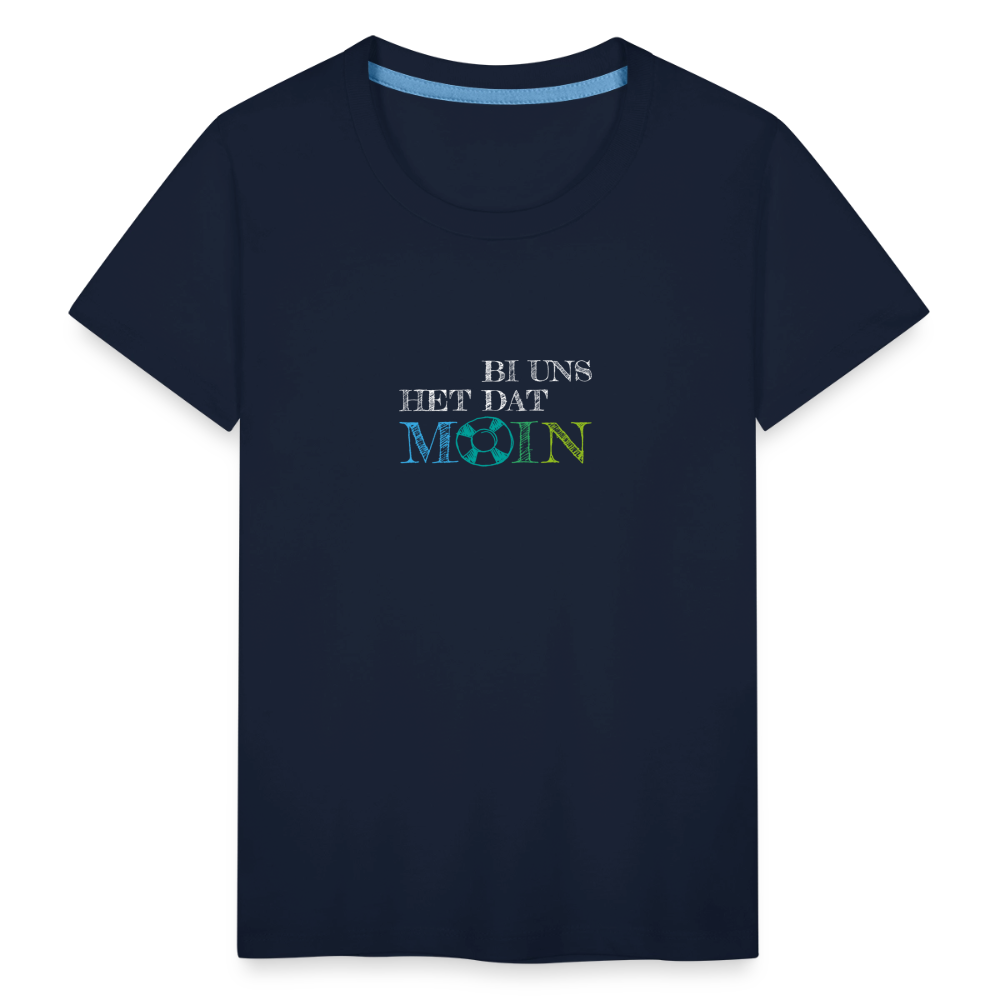 Kinder Premium T-Shirt - Bi uns het dat Moin (weiss) - Navy