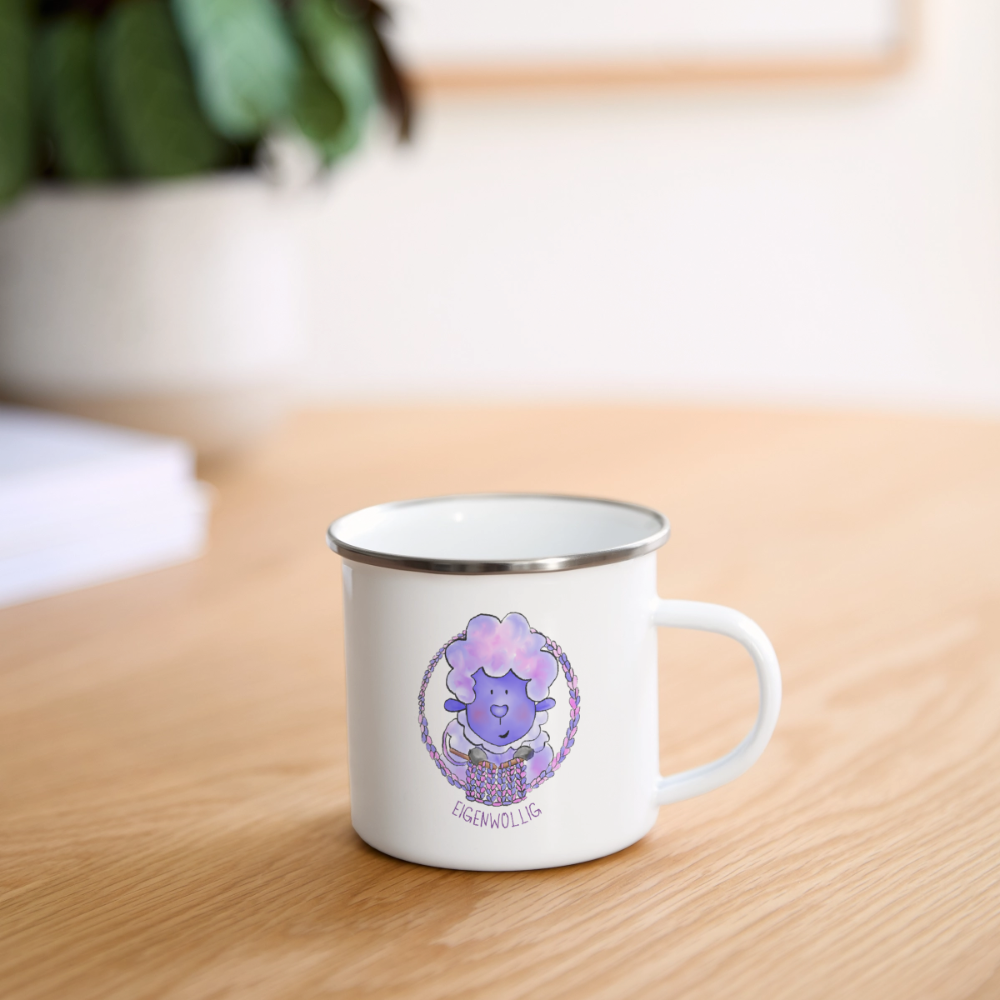 Emaille-Tasse - Eigenwollig - Weiß