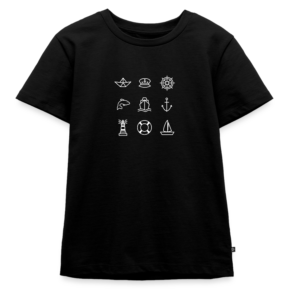 Kinder Premium T-Shirt - Nautik Doodles (weiss) - Schwarz