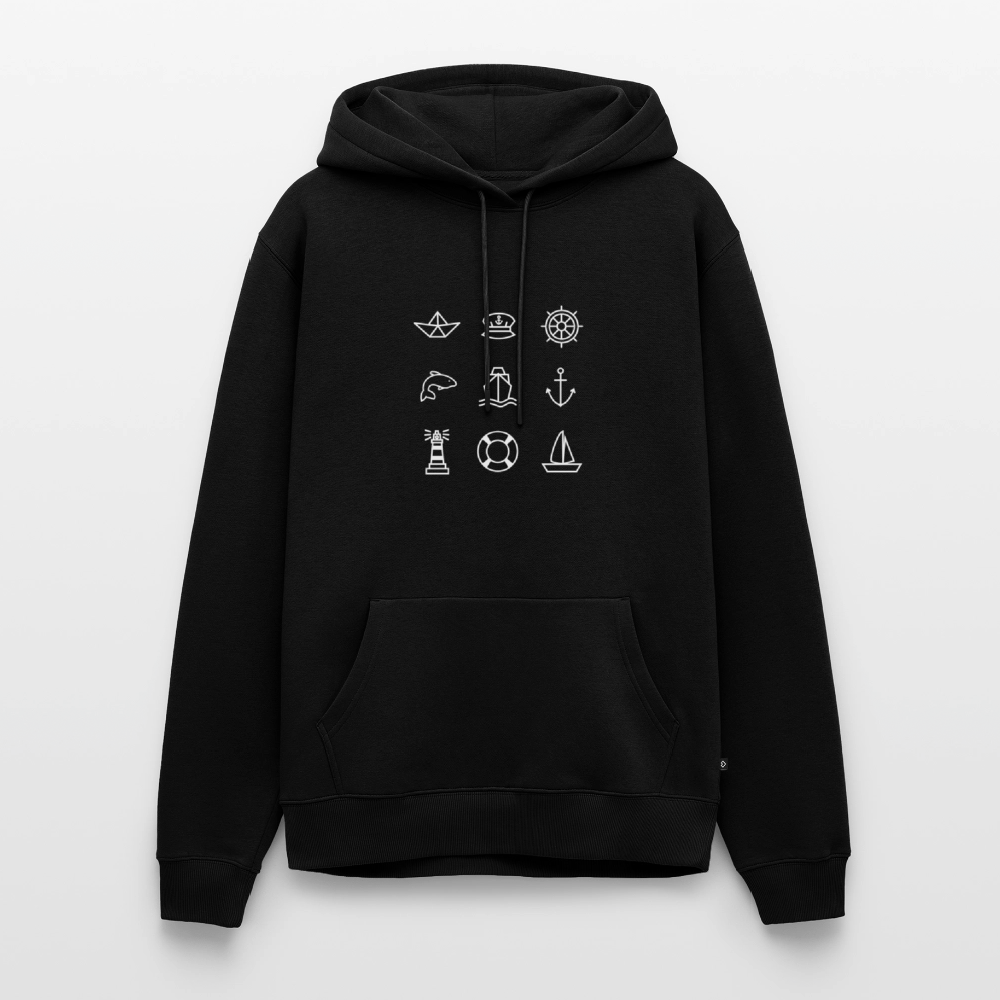 Herren Premium Hoodie - Nautik Doodles (weiss) - Schwarz