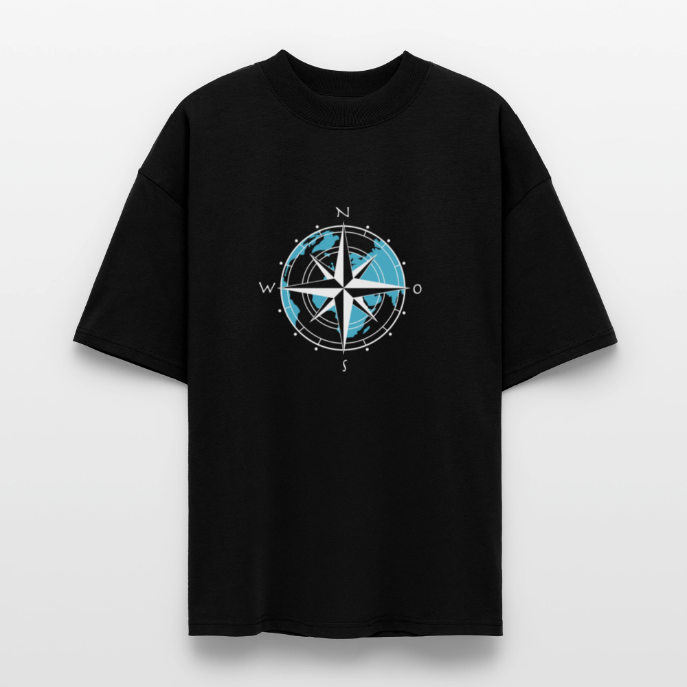 Unisex Oversize Bio-T-Shirt - Kompass (weiss) - Schwarz