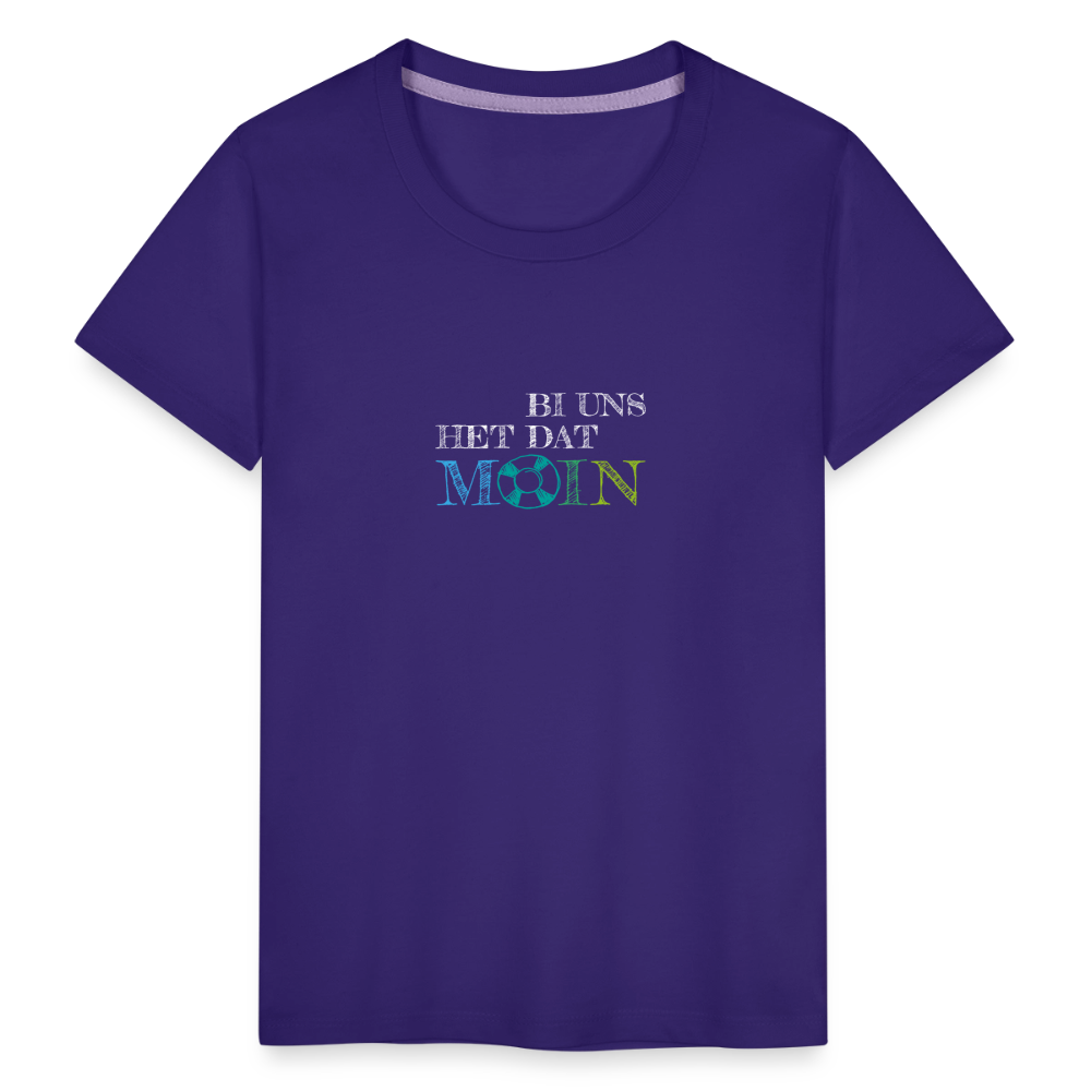 Kinder Premium T-Shirt - Bi uns het dat Moin (weiss) - Lila