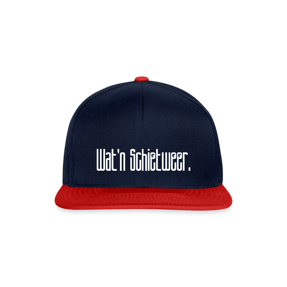 Snapback Cap - wat'n Schietweer (weiss) - Navy/Rot