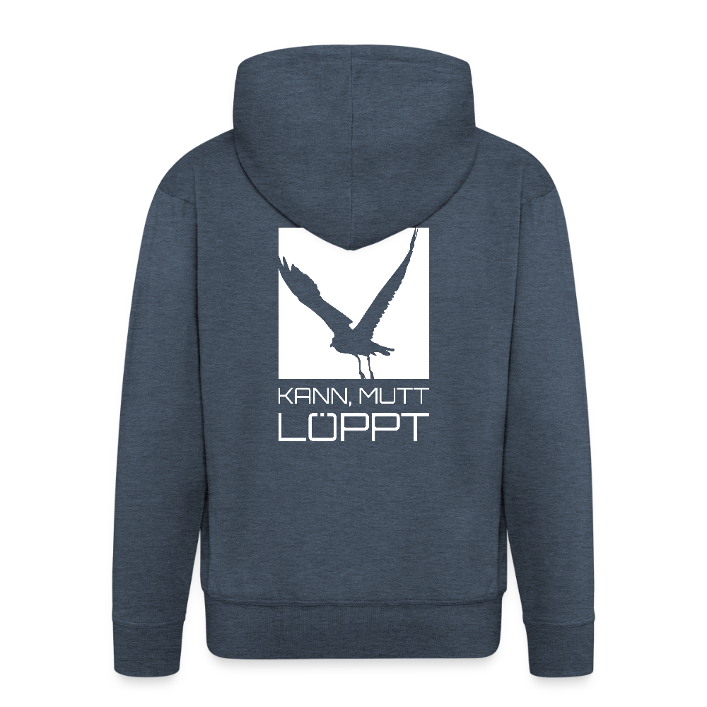 Herren Premium Kapuzenjacke - kann, mutt, löppt - Jeansblau